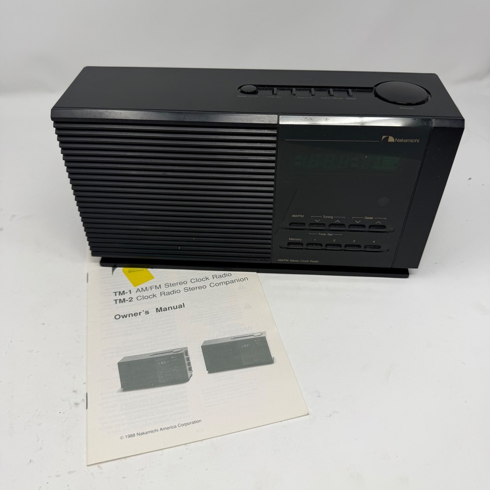 Nakamichi TM-1 AM/FM Stereo Clock Radio Vintage 1988 Black with Manual